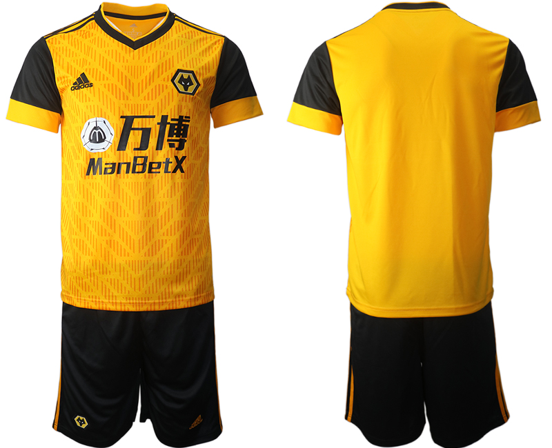 Men 2020-2021 club Wolverhampton Rangers home blank yellow Soccer Jerseys